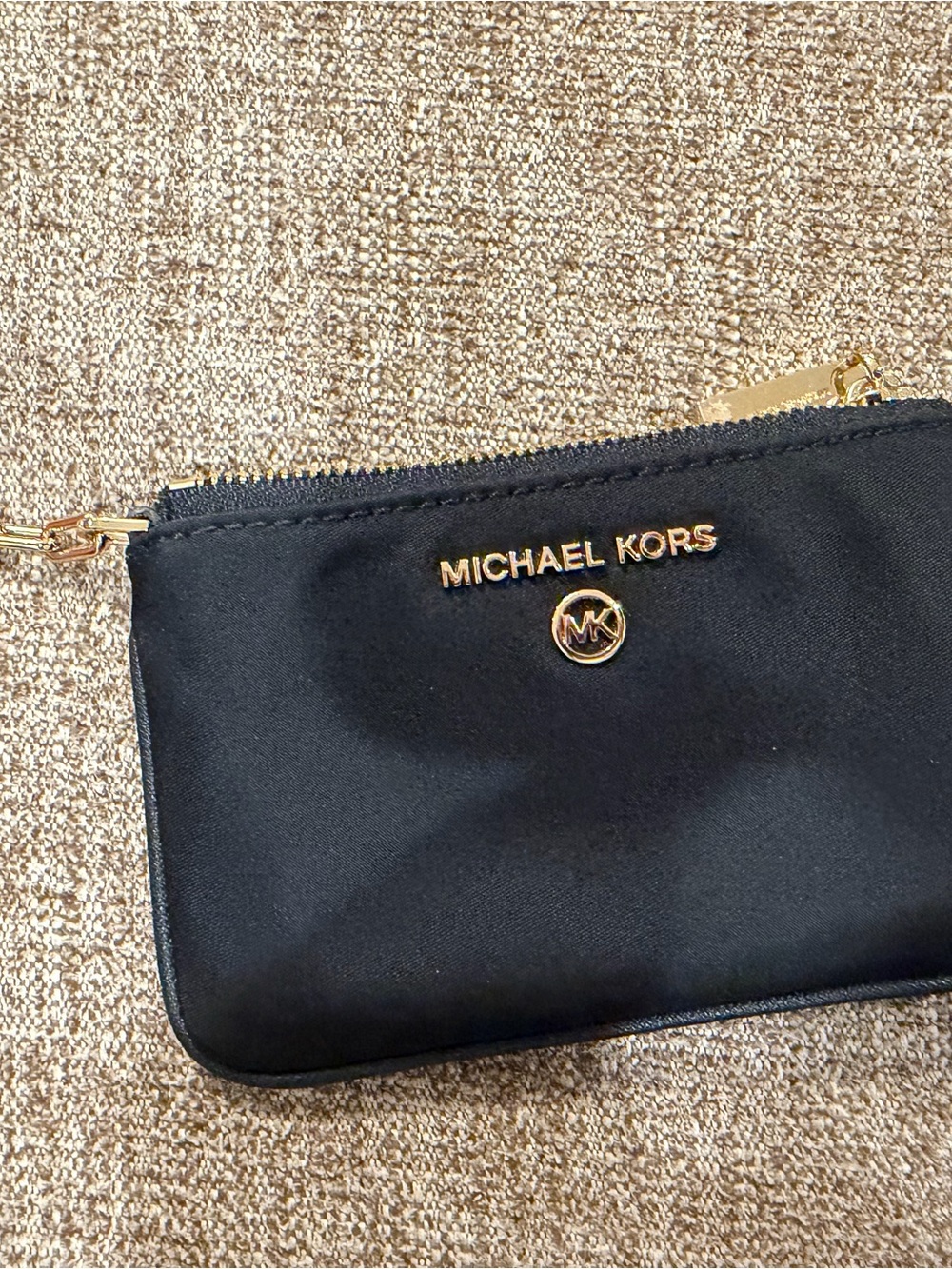 Michael Kors Black Nylon Wristlet Clutch with Gold Hardware